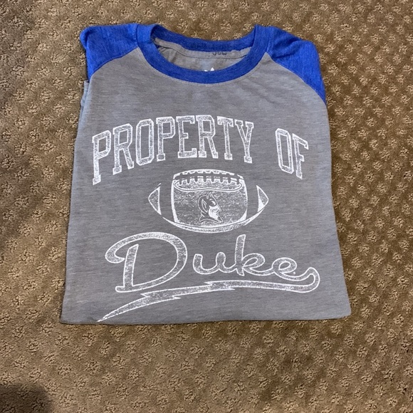 🎉HP🎉Adidas Duke University Distressed 3/4 Sleeve Baseball Style Shirt Boys XL - Picture 3 of 6